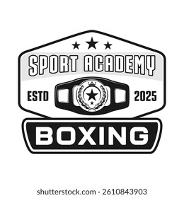 Boxing club academy logo emblem vector design monochrome