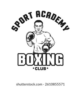 Boxing club academy vector design monochrome