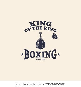 Boxing club badge, logo design. Vector illustration. For Boxing sport club emblem, sign, patch, shirt, template. Vintage monochrome label, sticker with Boxer, gloves.