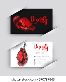 Boxing Club Business card vector background.