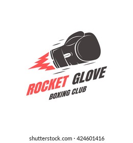 Boxing club emblem template. Rocket glove. Vector illustration