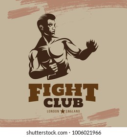 Boxing Club Fights. Boxing Emblem, Label, Badge, T-Shirt Design.