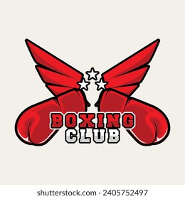 Boxing Club with Gloves Logotype Red Vector