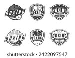 Boxing club logos labels emblems badges set, Boxing logo, emblem set collection, design template