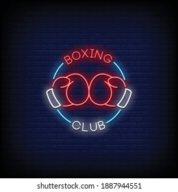 Boxing Club Neon Signs Style Text Vector