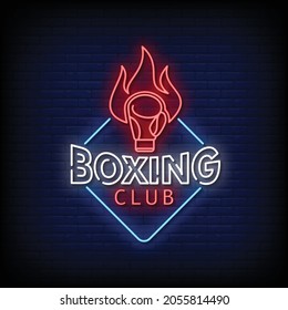 Boxing Club Neon Signs Style Text Vector