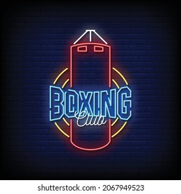 Boxing Club Neon Signs Style Text Vector