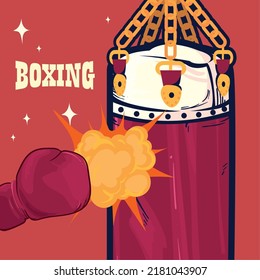 Boxclub-Poster mit Boxhandschuh und -beutel