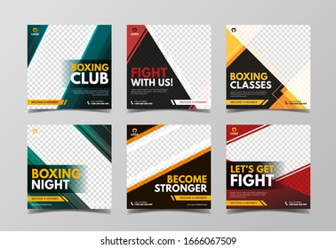 Boxing club social media banner template for digital marketing, sport web banner, and flyer