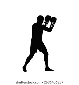 Boxing Coach Holding Mitts Black Silhouette Icon Training Session Sparring Partner Graphic