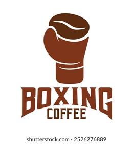 Diseño minimalista plano del logotipo de la cafetería del café de boxeo