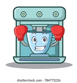 Boxing coffee maker character cartoon