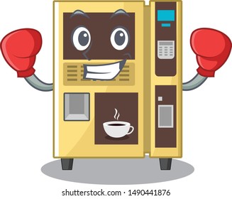 Boxing coffee vending machine isolated the mascot