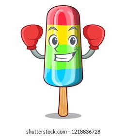 Boxing colorful ice cream sticks on cartoon
