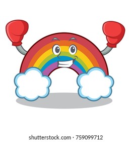 Boxing colorful rainbow character cartoon