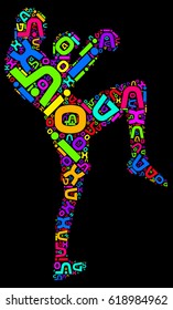 boxing colorful word cloud typography