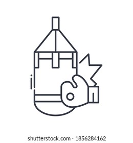 Boxing concept icon, linear isolated illustration, thin line vector, web design sign, outline concept symbol with editable stroke on white background.