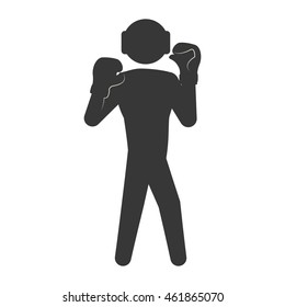 Boxing concept represented by boxer silhouette icon. Isolated and flat illustration