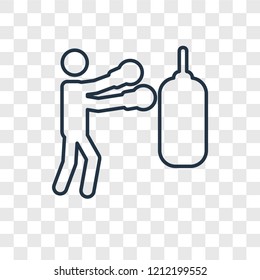 Boxing concept vector linear icon isolated on transparent background, Boxing concept transparency concept in outline style