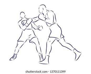 Boxing contour vector illustration