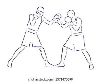 Boxing contour vector illustration