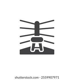 Boxing corner with chair vector icon. filled flat sign for mobile concept and web design. Boxing Corner glyph icon. Symbol, logo illustration. Vector graphics