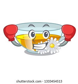 Boxing cup chamomile tea cartoon above table