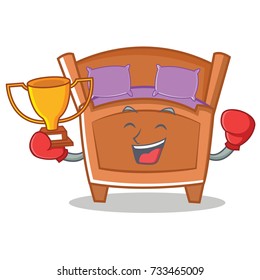 boxing cute bed character cartoon