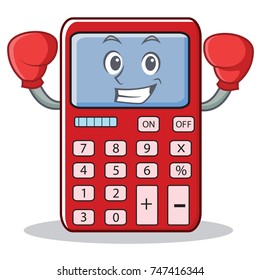 Boxing cute calculator character cartoon