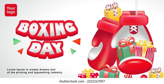 Boxing Day, 3d illustration of a pair of boxing gloves holding a gift. Suitable for events