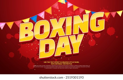 Boxing day 3d vector text effect. Special offer boxing day background vector design illustration