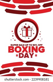 Boxing Day. Day after Christmas Day, when gifts are given! This holiday is associated with shopping and sporting events. Celebrated annually in the Great Britain on December 26th. Vector illustration
