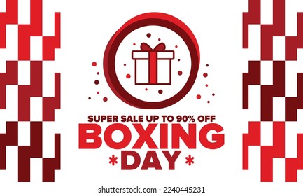 Boxing Day. Day after Christmas Day, when gifts are given! This holiday is associated with shopping and sporting events. Celebrated annually in the Great Britain on December 26th. Vector illustration