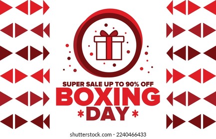 Boxing Day. Day after Christmas Day, when gifts are given! This holiday is associated with shopping and sporting events. Celebrated annually in the Great Britain on December 26th. Vector illustration