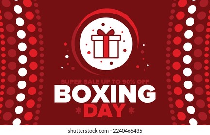 Boxing Day. Day after Christmas Day, when gifts are given! This holiday is associated with shopping and sporting events. Celebrated annually in the Great Britain on December 26th. Vector illustration