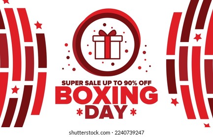 Boxing Day. Day after Christmas Day, when gifts are given! This holiday is associated with shopping and sporting events. Celebrated annually in the Great Britain on December 26th. Vector illustration