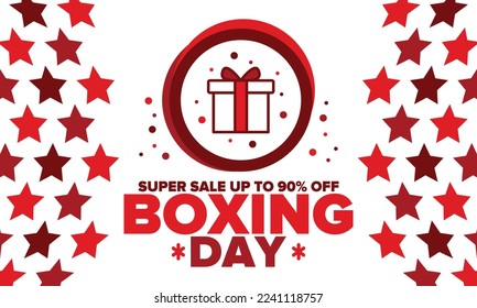 Boxing Day. Day after Christmas Day, when gifts are given! This holiday is associated with shopping and sporting events. Celebrated annually in the Great Britain on December 26th. Vector illustration