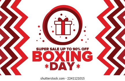 Día del Boxeo. Día después de Navidad, ¡cuando se dan regalos! Esta fiesta está asociada con compras y eventos deportivos. Celebrado anualmente en Gran Bretaña el 26 de diciembre. Ilustración del vector