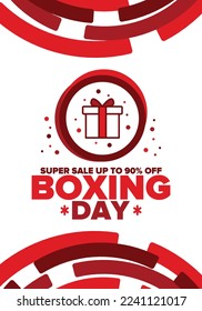 Boxing Day. Day after Christmas Day, when gifts are given! This holiday is associated with shopping and sporting events. Celebrated annually in the Great Britain on December 26th. Vector illustration