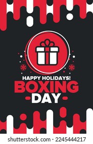 Boxing Day. Day after Christmas Day, when gifts are given! This holiday is associated with shopping and sporting events. Celebrated annually in the Great Britain on December 26th. Vector illustration