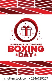 Boxing Day. Day after Christmas Day, when gifts are given! This holiday is associated with shopping and sporting events. Celebrated annually in the Great Britain on December 26th. Vector illustration