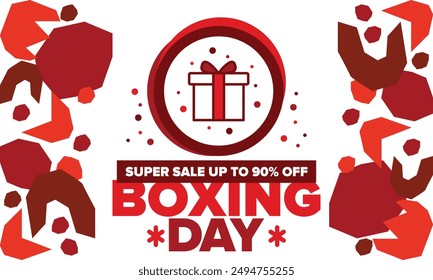 Boxing Day. Day after Christmas Day, when gifts are given! This holiday is associated with shopping and sporting events. Celebrated annually in the Great Britain on December 26th. Vector illustration