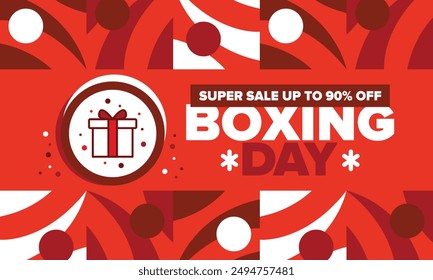 Día de boxeo. Día después de las Navidades Día, cuando se dan los regalos! Estas vacaciones están asociadas con compras y eventos deportivos. Celebrado anualmente en Gran Bretaña el 26 de diciembre. Ilustración vectorial