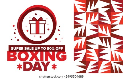 Boxing Day. Day after Christmas Day, when gifts are given! This holiday is associated with shopping and sporting events. Celebrated annually in the Great Britain on December 26th. Vector illustration