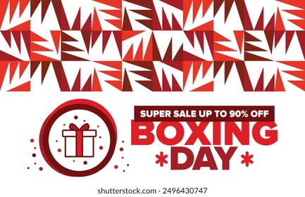 Boxing Day. Day after Christmas Day, when gifts are given! This holiday is associated with shopping and sporting events. Celebrated annually in the Great Britain on December 26th. Vector illustration