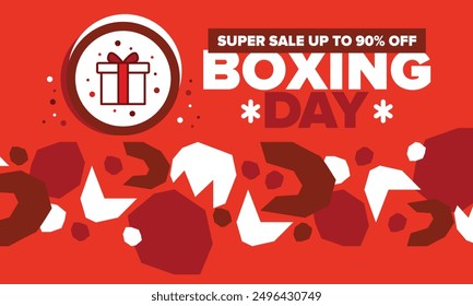 Día de Boxeo. ¡Día después del Día de las Navidades, cuando se dan regalos! Este día festivo está asociado con compras y eventos deportivos. Se celebra anualmente en Gran Bretaña el 26 de diciembre. Ilustración vectorial