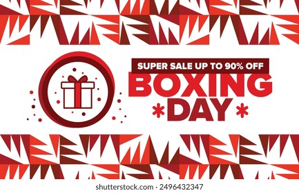 Boxing Day. Day after Christmas Day, when gifts are given! This holiday is associated with shopping and sporting events. Celebrated annually in the Great Britain on December 26th. Vector illustration