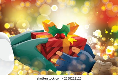 Boxing Day Background Concept con un regalo de Navidad