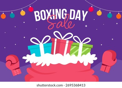 boxing day background illustration in flat style design