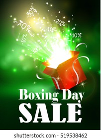 Boxing day background with open red box